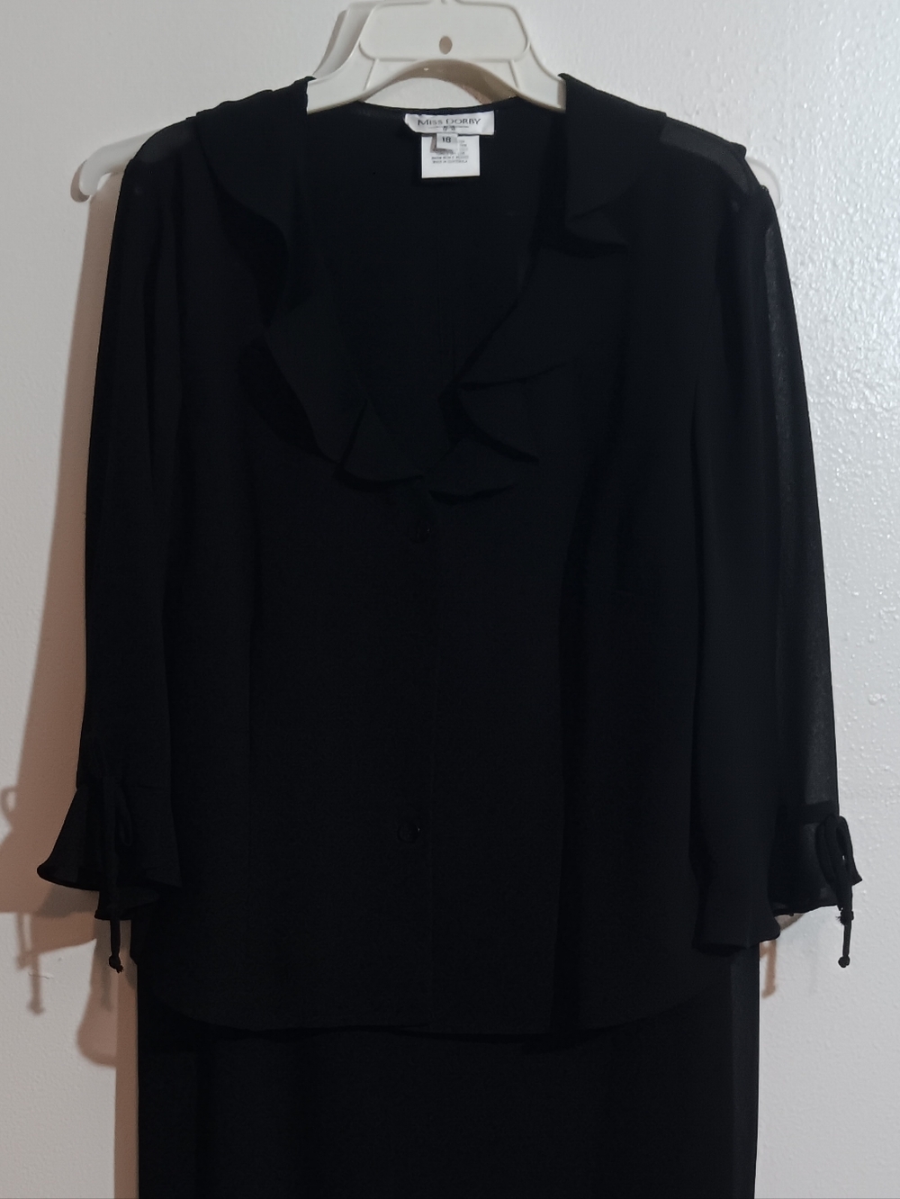 Dressbarn Black Ruffle-Trim Button Front Blouse